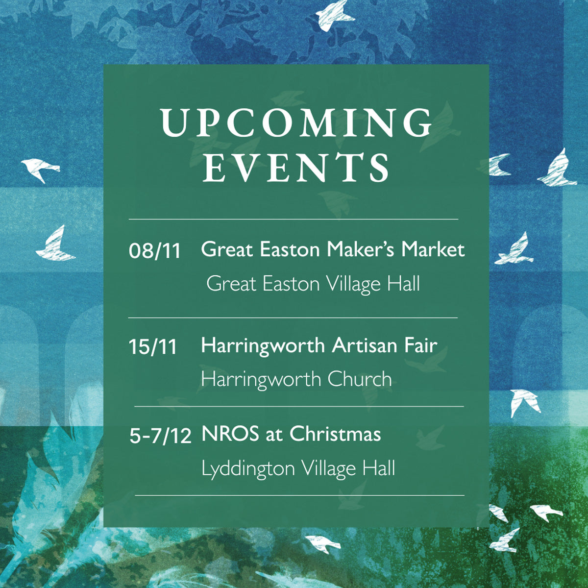 Autumn & Winter Events: Come and Say Hello!