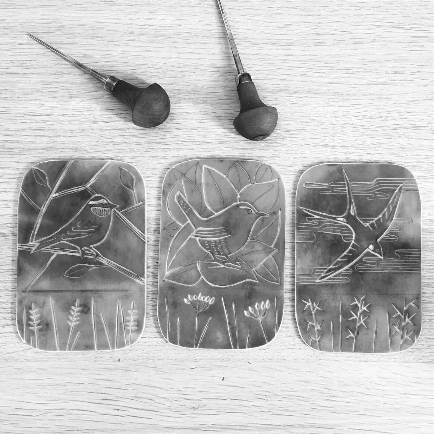 Original 3 Bird Linocut Series