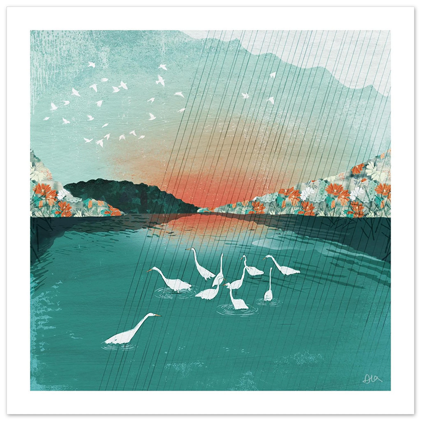 'Egret Siege' Giglée Print