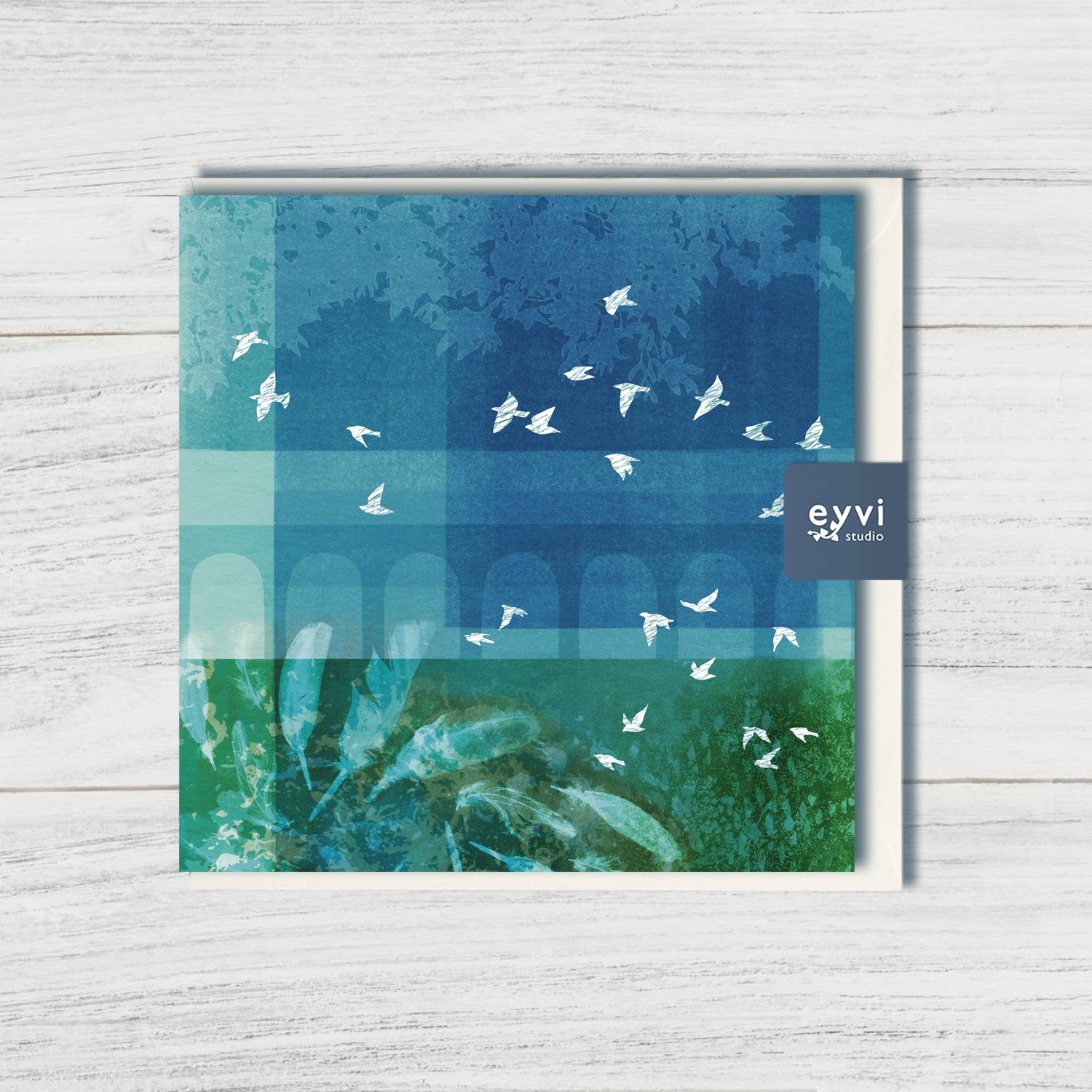 Abstract Skies - Bird Greetings Card