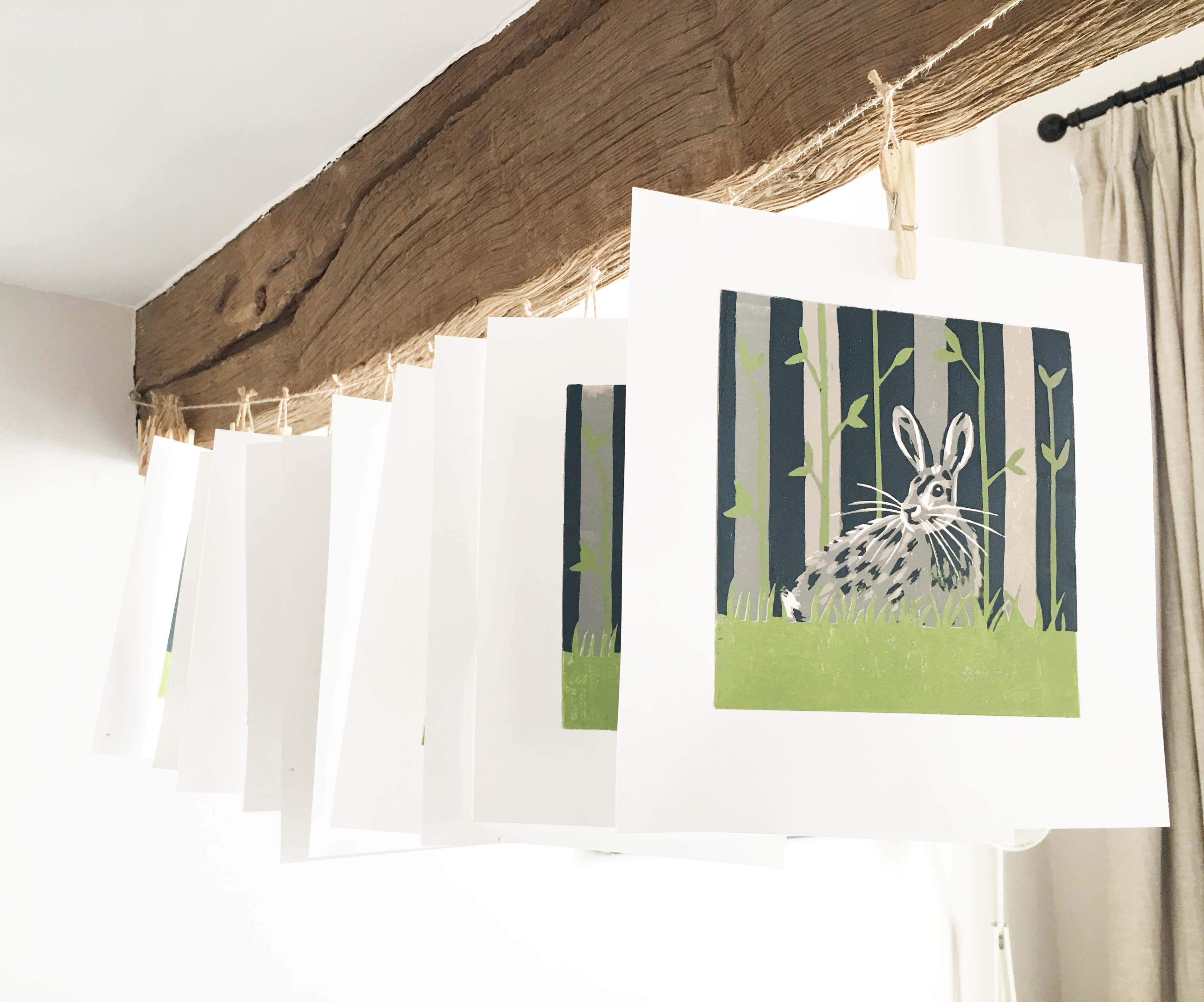Original Bunny Reduction Linocut Print