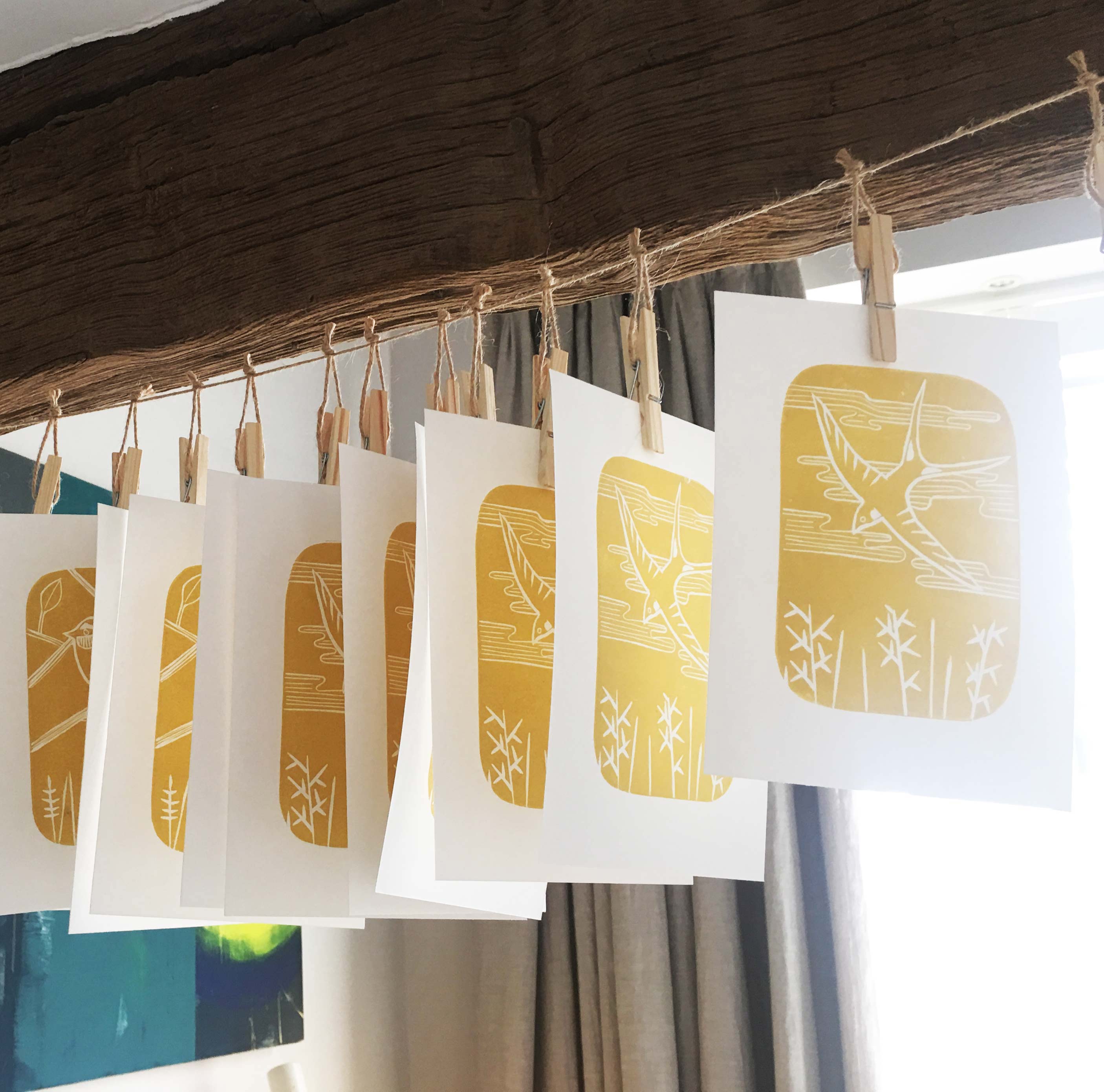 Original 3 Bird Linocut Series