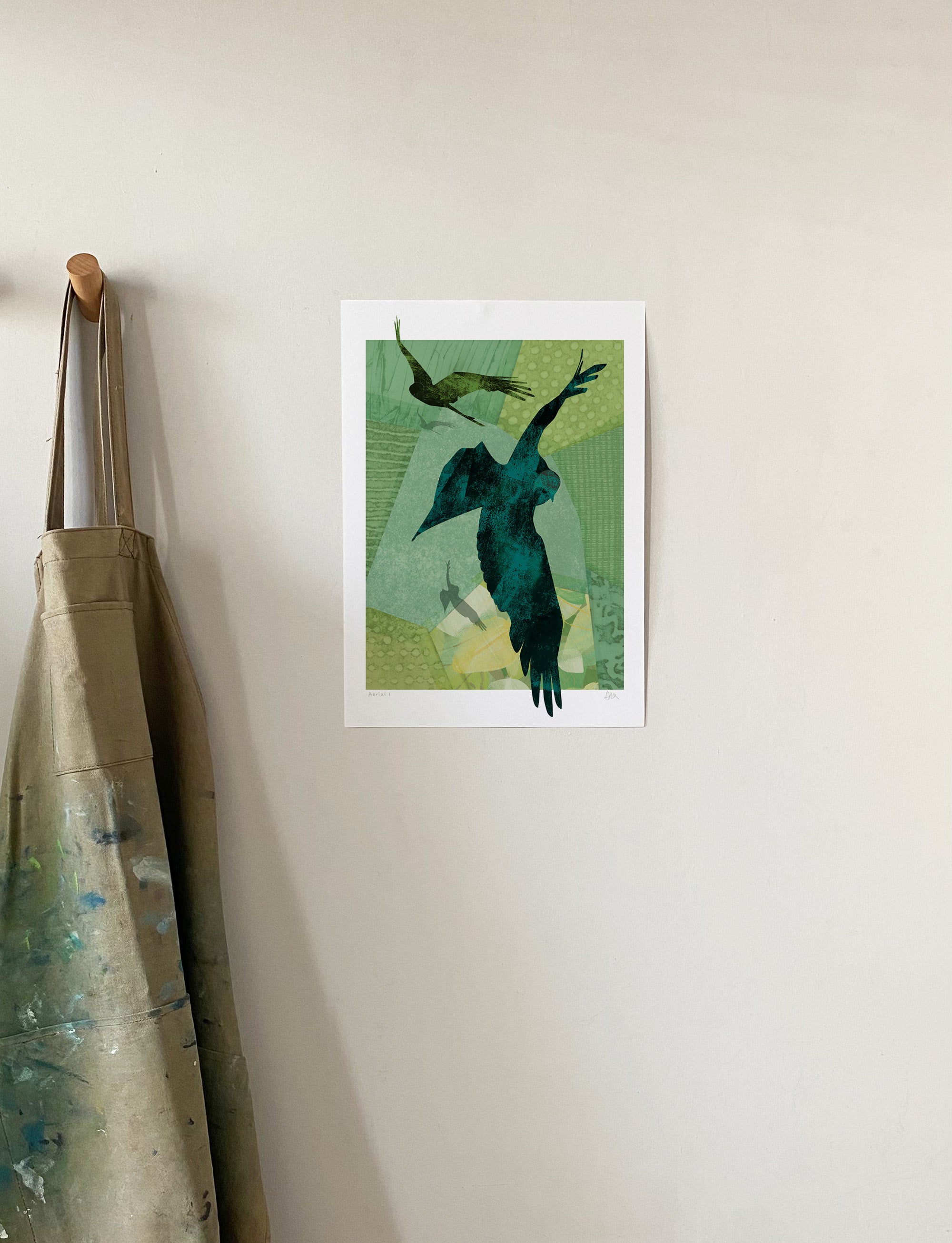 red kite green bird print