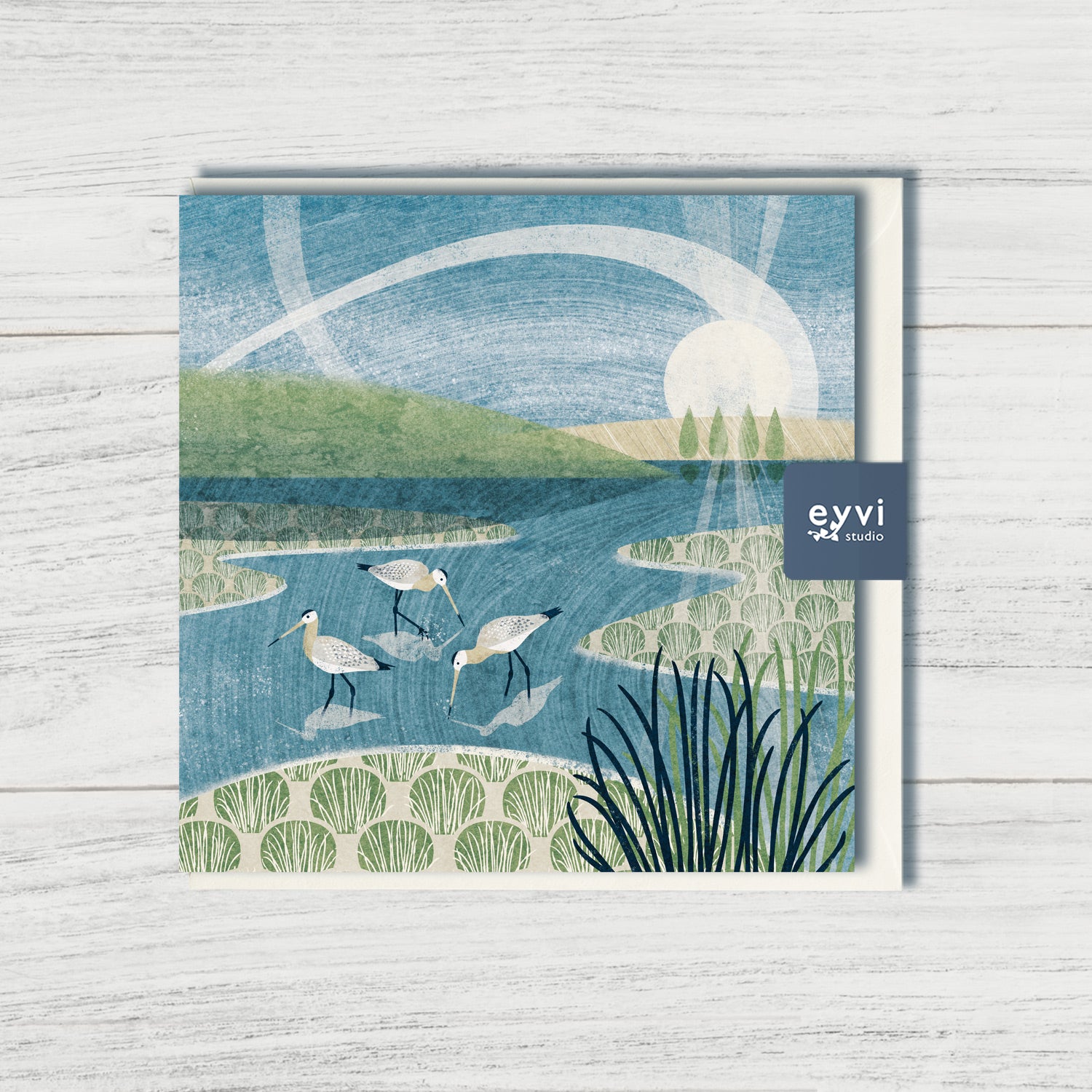 Amongst The Tussocks - Godwits Greetings Card