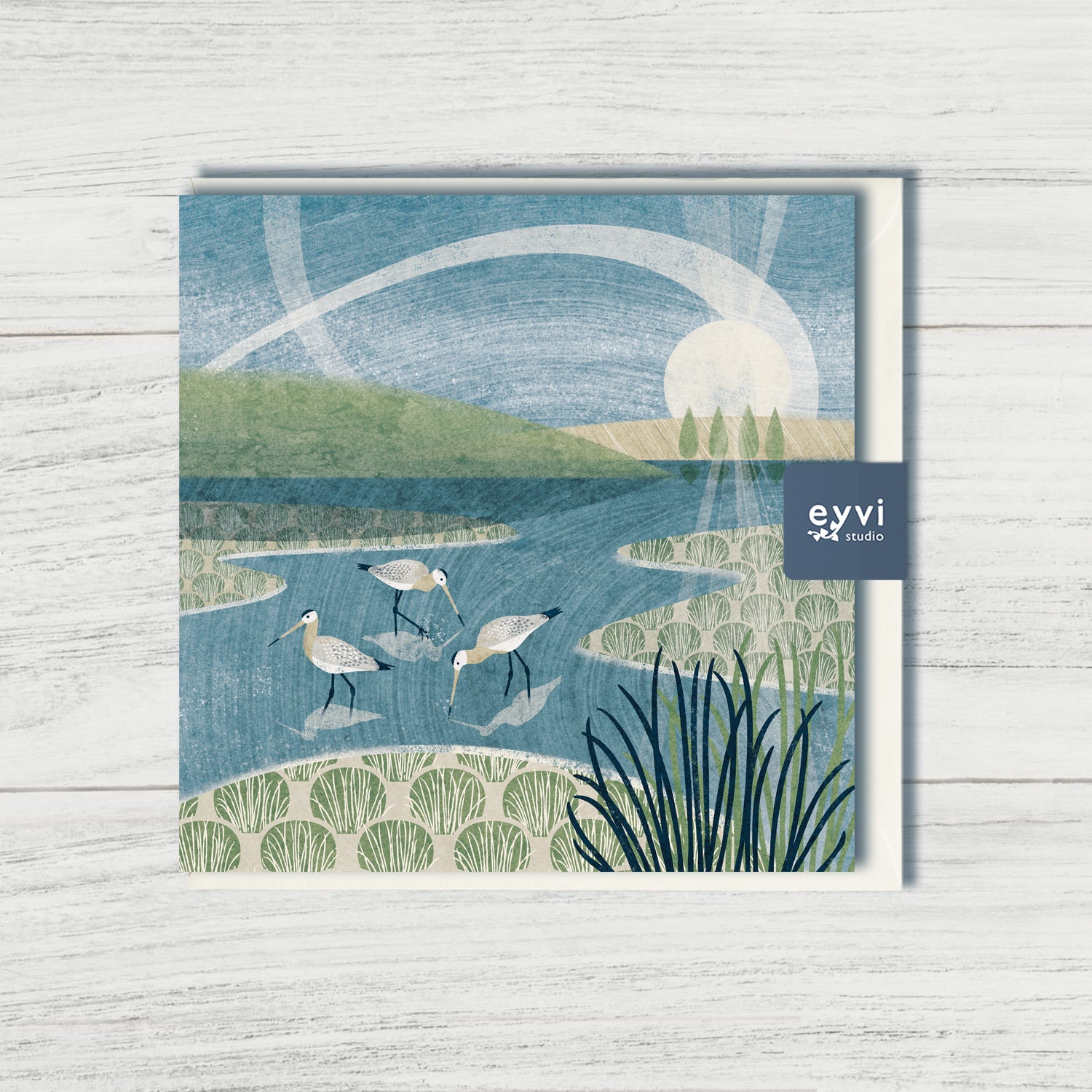Amongst The Tussocks - Godwits Greetings Card
