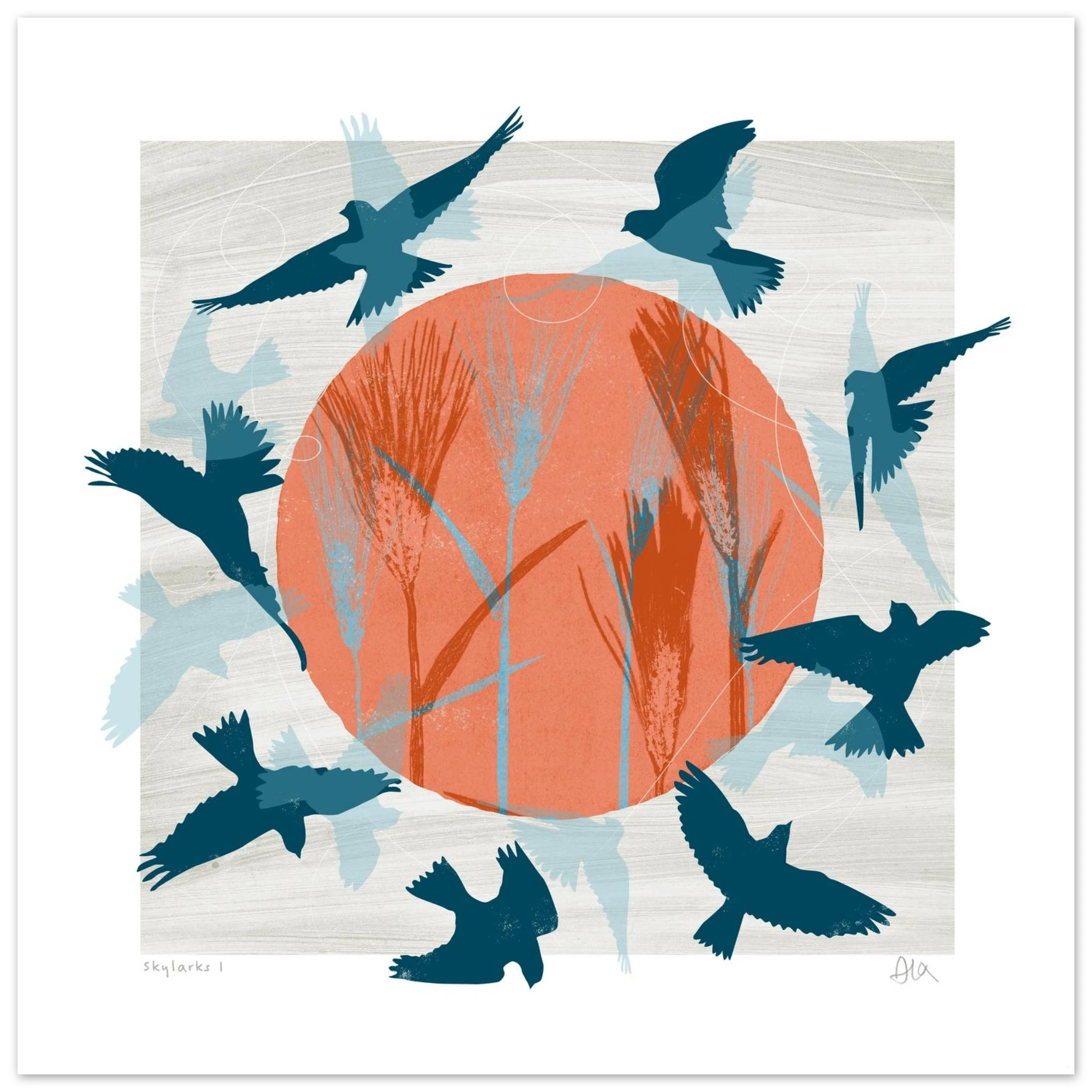 Eyvi studio skylarks orange bird art print