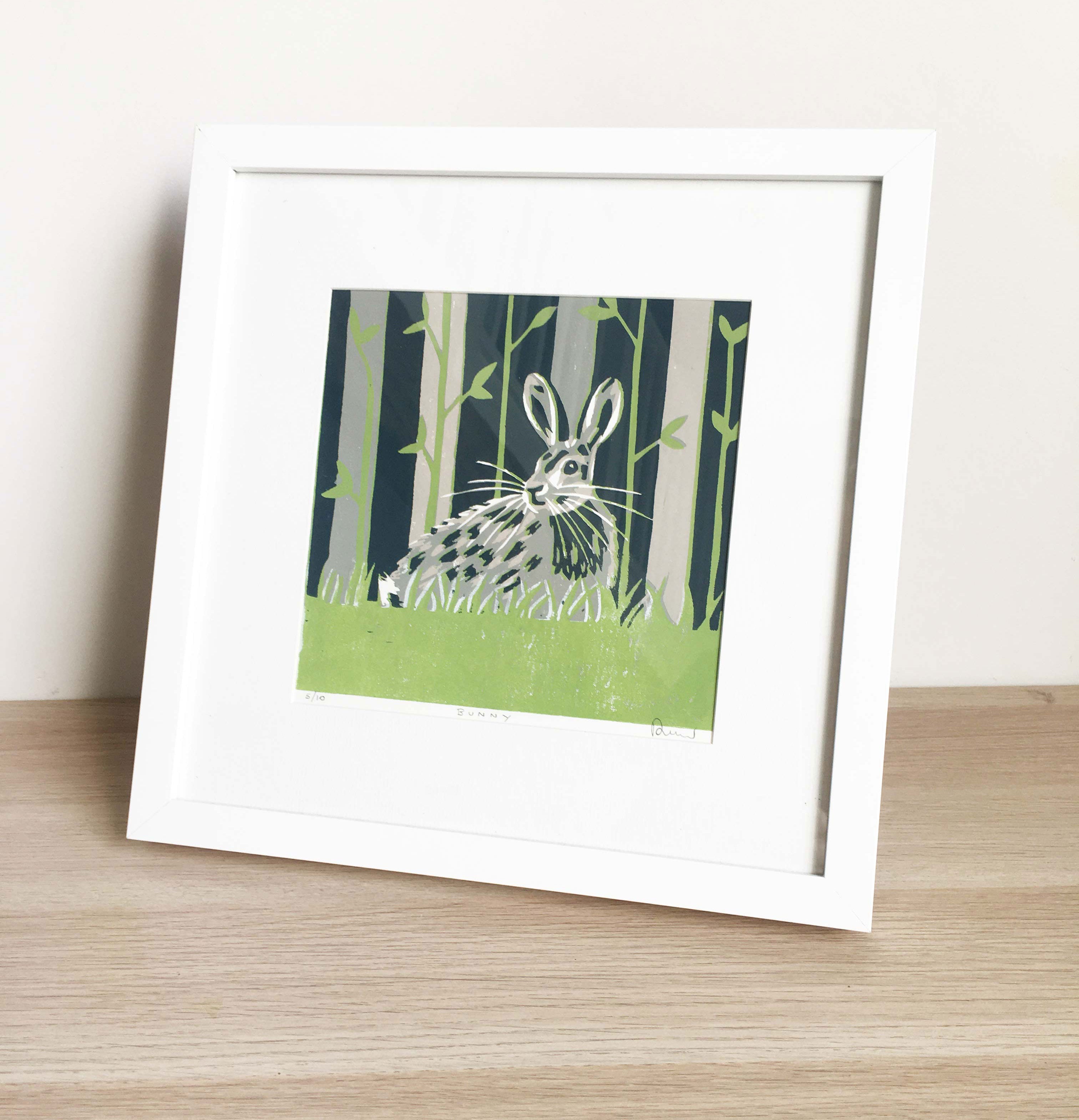 Original Bunny Reduction Linocut Print